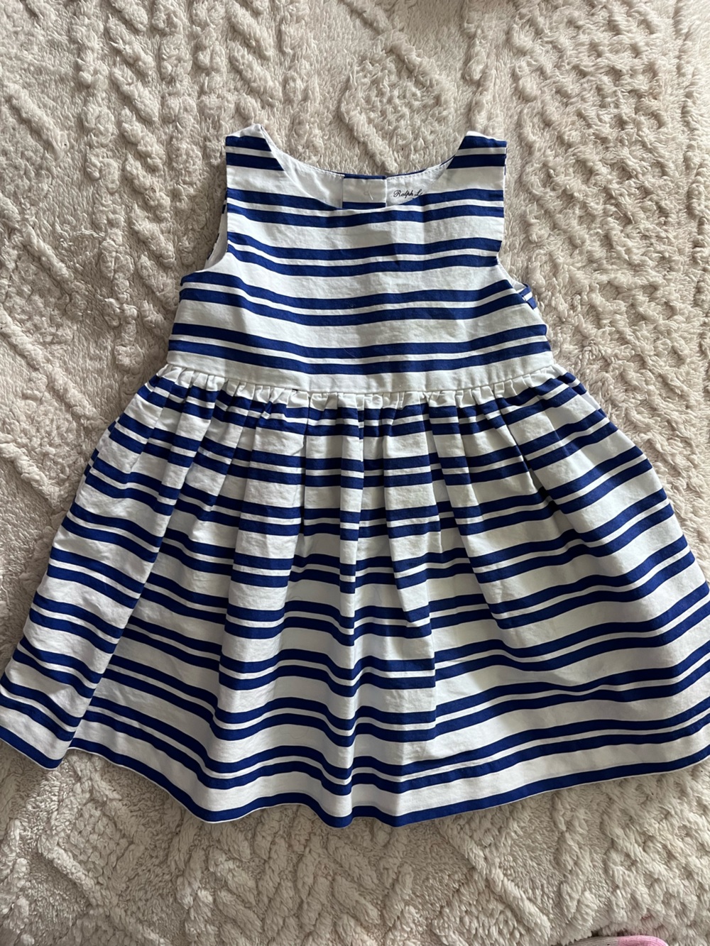Ralph Lauren Navy and White Striped Sleeveless Dress